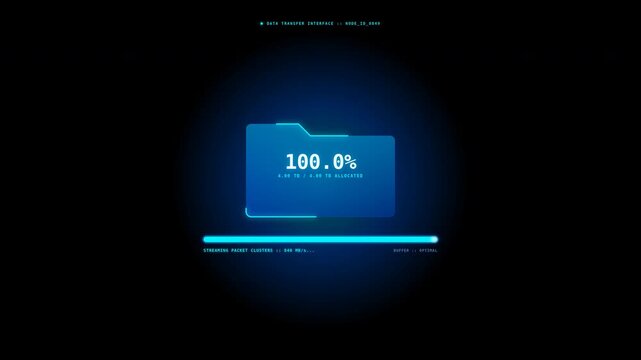 Motion Digital Progress Bar Animation Showing Loading Percentage in a Futuristic Tech Environment.