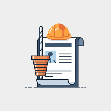 Construction Industry Recruitment Illustration with Hard Hat and Resume Document