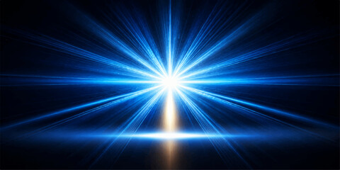 Abstract Blue Star Burst Light Energy Explosion with Glowing Rays, Laser Flare, Cosmic Space Background and Dynamic Motion Design © EASYMIN