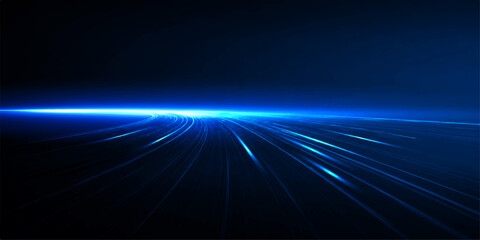 Glowing Blue Planet Earth in Deep Space with Laser Rays, Cosmic Energy, Stars and Futuristic Digital Light Effects Background © EASYMIN