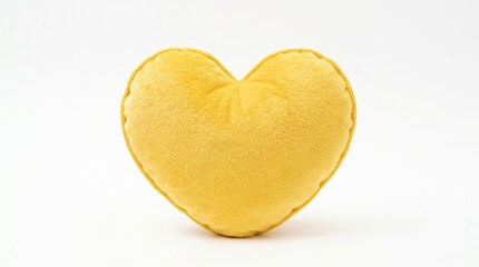 Obraz premium Soft Yellow Heart Shaped Plush Pillow Isolated on White Background
