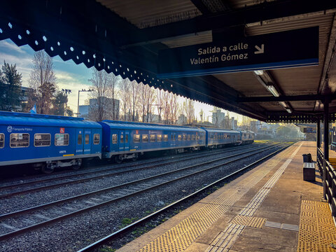 San Martin Railway train stopped at Caseros Station - Buenos Aires Argentina