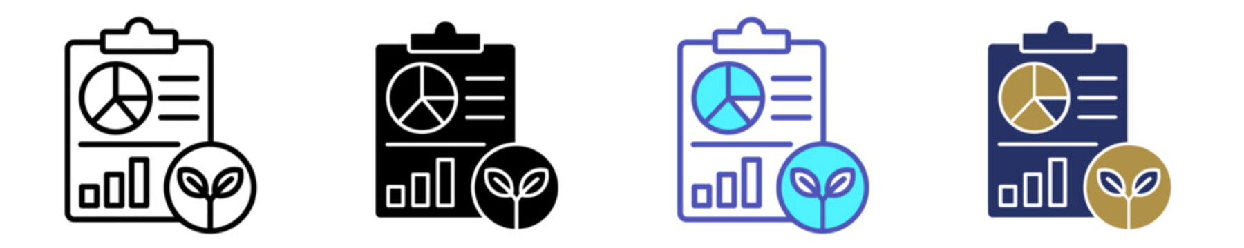 Sustainability Report Icon Set Multiple Style Collection