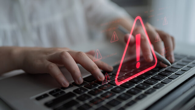 Cybersecurity alert warning showing red cyber for data breach, network threat, and cyber security system vulnerability with emphasis on security risk, caution, digital protection Latch