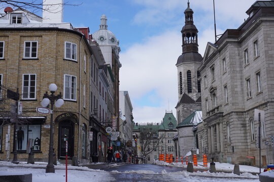 Cathedral Notre-Dame-de-Qu&eacute;bec in Canada seen from Buade Street