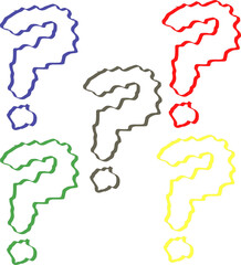 Fototapeta premium Hand Drawn Question Mark Outline Vector Set in Blue, Red, Green and Yellow