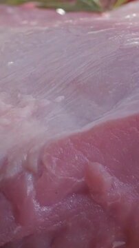 Close-up of Raw Fresh Pork Meat Texture