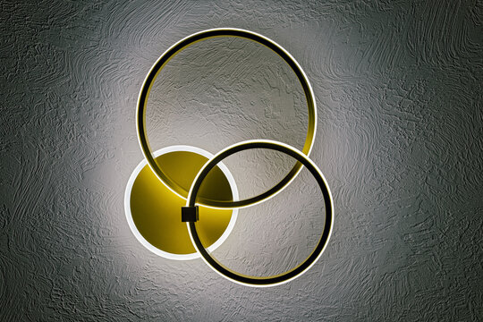 Upward view of a 3-ring modern LED ceiling lamp fixture