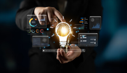 Naklejka na ściany i meble A user interface for a generative Artificial Intelligence platform. This creative tool uses machine learning for data analysis, content creation, and sparking new ideas. Fermion
