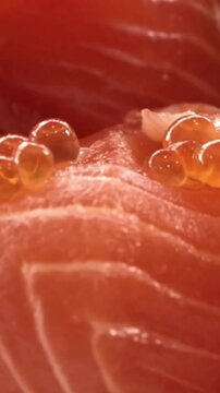 Fresh Salmon Sashimi with Fish Roe