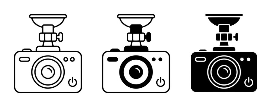 Car Dash Cam PNG suction mount, black, white, outline styles