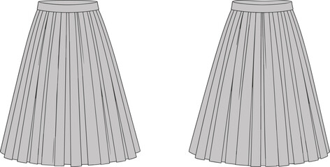 White pleated midi skirts with zipper, flat lay fabric © Samiul