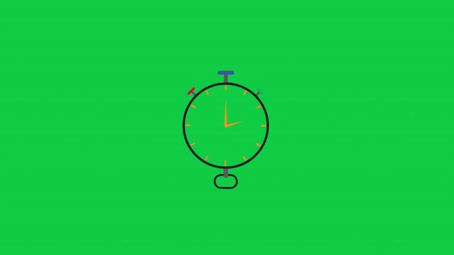 Outline animated footage of stopwatch icon symbolizing time management, deadlines, and efficiency in modern business in green screen background 