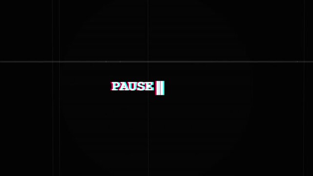 Pausing VHS Retro pause screen with glitch effect and static
