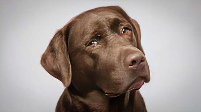 Skeptical dog with a funny suspicious expression