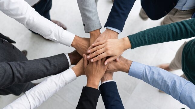 Diverse Business Team Standing in Unity with Hands Stacked Together