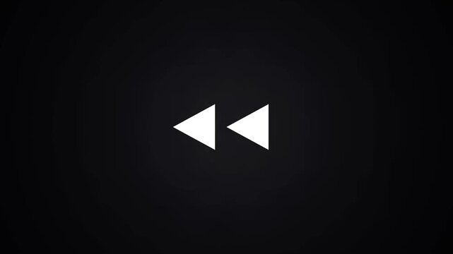 Rewind sign White symbol on black background