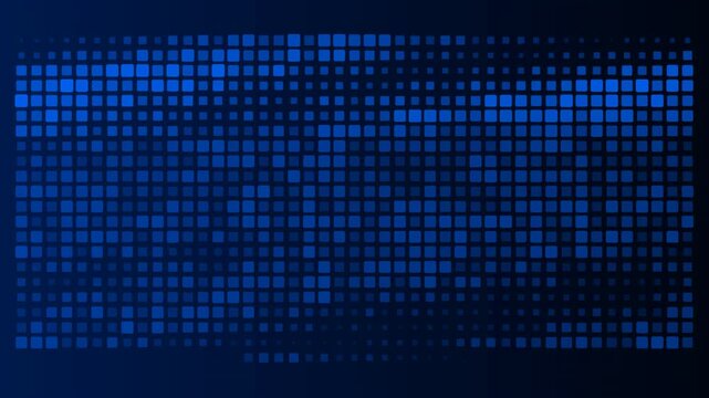 Dynamic motion of digital blue data pixels in a futuristic technology scene.
