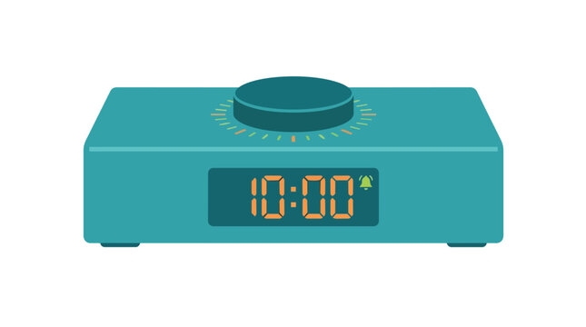 Digital alarm clock showing 1000 time display and snooze button flat vector illustration for morning routine scheduling
