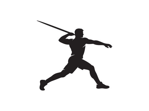 Javelin thrower silhouette in action with throwing competition athletics silhouette