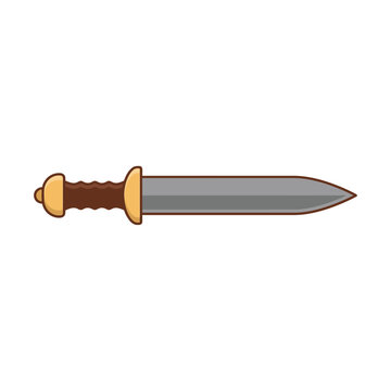 Vector illustration of an ancient Roman gladius sword with a wooden handle and metal blade