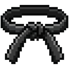 Fototapeta premium Pixel Art Black Belt Icon Symbolizes Martial Arts Achievement