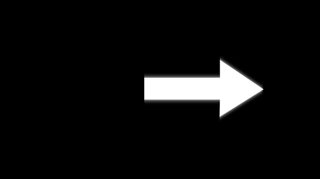 Read simple straight animated arrow pointing to the right on black background or transparent background. Right-Pointing Arrow Animation