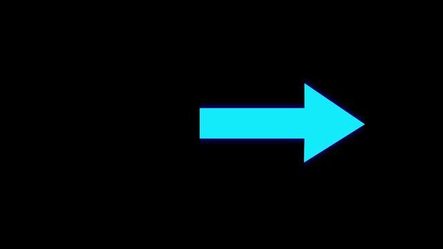 Read simple straight animated arrow pointing to the right on black background or transparent background. Right-Pointing Arrow Animation