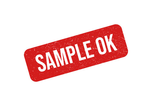 Red sample stamp with ok text isolated on transparent background