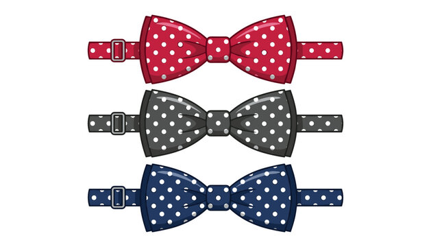 Elegant polka dot bowtie icon set with red black and blue adjustable formal neckwear cartoon vector illustration pack