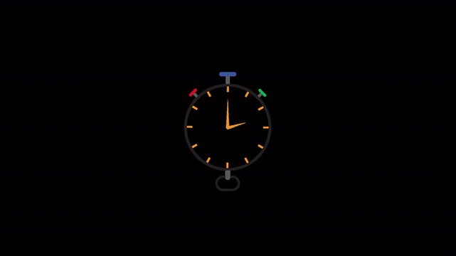 Outline animated footage of stopwatch icon symbolizing time management, deadlines, and efficiency in modern business in alpha. channel