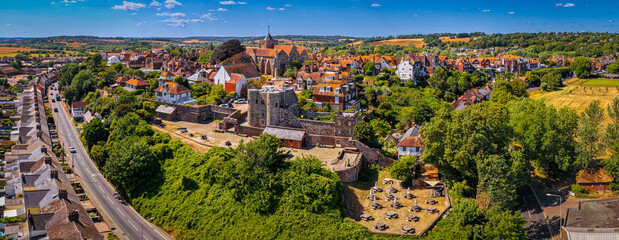 Naklejka premium Rye Cathedral and Ypres Tower Panorama in Historic East Sussex England
