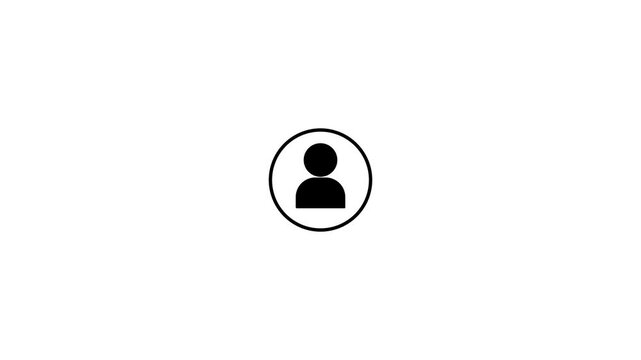 Minimalist user profile animation, simple black person symbol on white background, avatar account