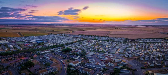 Camber Sands Caravan Parks Aerial View at Sunset in East Sussex England © Alexey Fedorenko