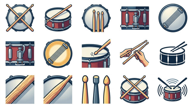 Colorful Illustrated Collection of Percussion Instruments.