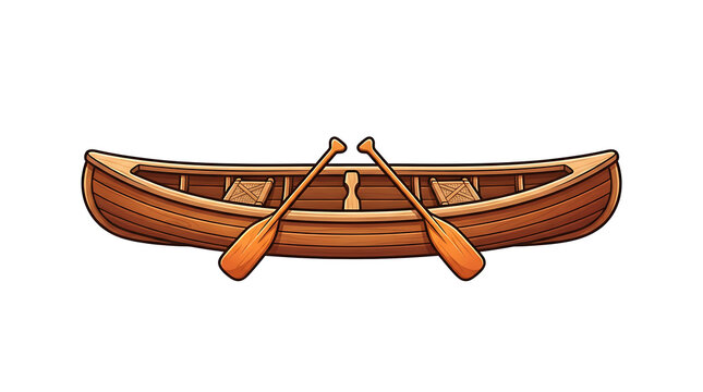 Wooden canoe with paddles