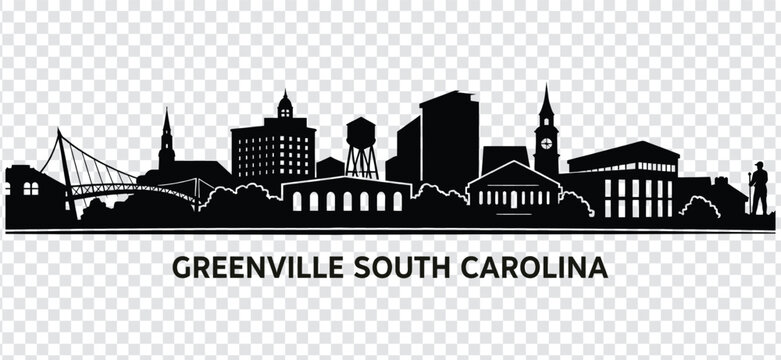 Greenville south carolina city skyline silhouette