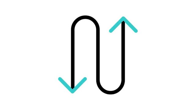 Animated vertical bi-directional arrows icon for data exchange and sync transfer