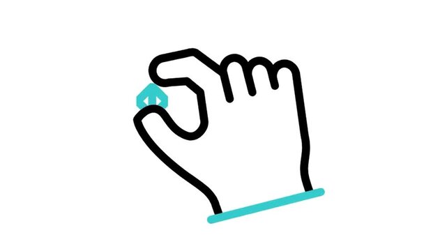 Animated pinch to zoom hand gesture icon for touchscreen display scaling