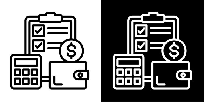 Budget Management Icon Set White Style Collection