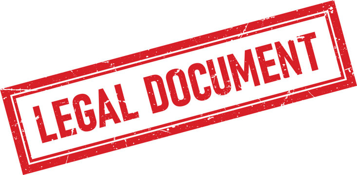 Red rectangular rubber ink stamp displaying the text LEGAL DOCUMENT with a distressed vintage surface texture