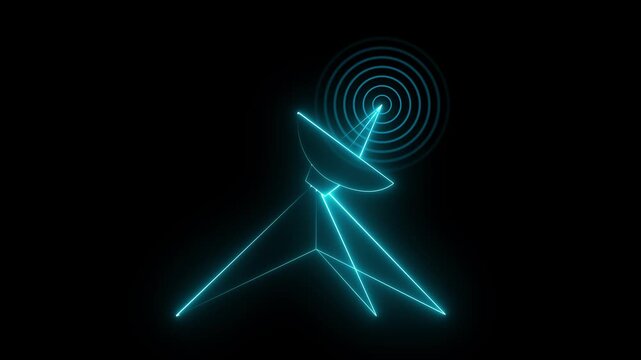 Abstract technology wireless signal. Radio waves tower connective network and signal waves. Used in communication and technology.