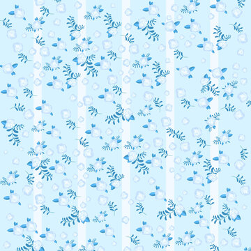 Light blue floral pattern background featuring cute small roses and stripes