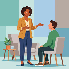 Obraz premium Therapist and patient in a counseling session, vector illustration.