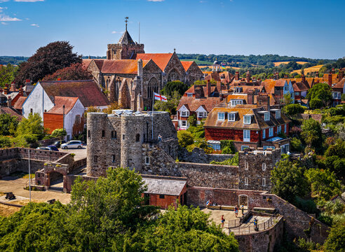 Rye Cathedral and Ypres Tower Panorama in Historic East Sussex England