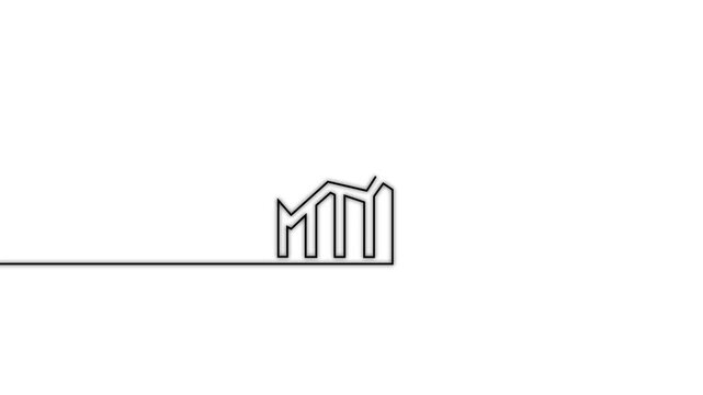 Self drawing line animation Productivity bar chart with gear continuous one single line drawn concept video, Graph going up with an arrow continuous one single line drawn concept 4k animation video