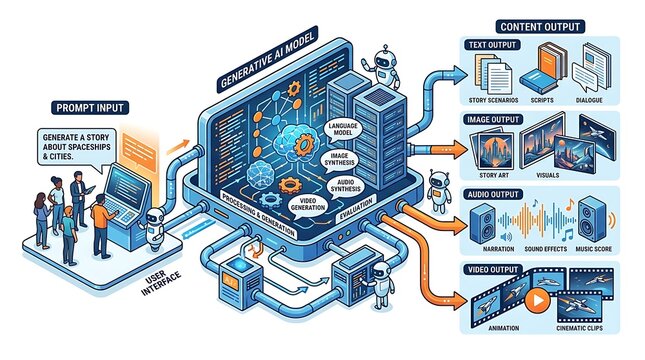 Generative ai model workflow diagram showing input and output process