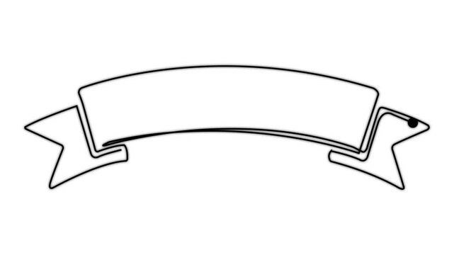 Animated self drawing of continuous line draw of Medal ribbon banner. Full length one line animation. 4K, Self drawing line animation Bow tie continuous one single line drawn concept video. full one