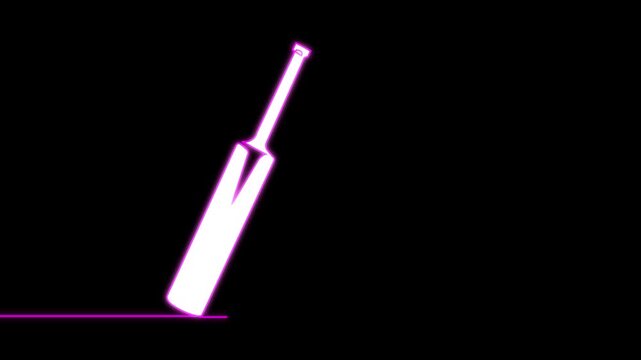 Self animated continuous line drawing illustration of a professional cricket bat, Cricket bat icon continuous one line drawing international sports equipment 4k animation video, Animated self drawing