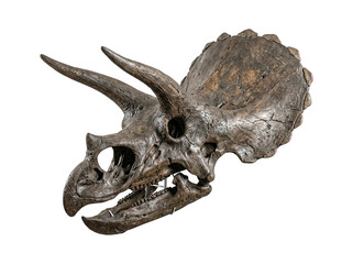 Detailed dinosaur triceratops fossil skull isolated on white background with dinosaur triceratops paleontology © Uzzal Kumar